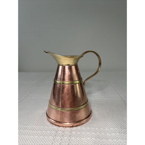 Linton Copper Pitcher Brass Accents Vintage Made in England‎ Decor - Picture 1 of 8